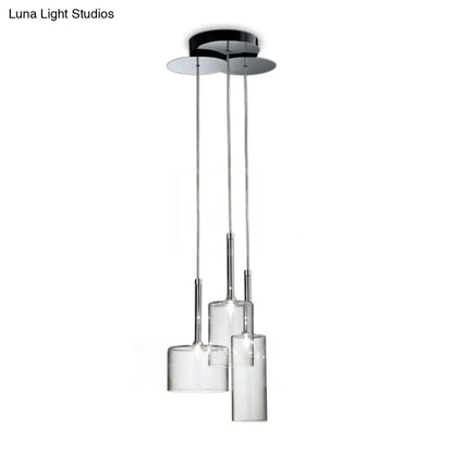 Ilaria - Modern 3/6/10 Lights Dining Room Cluster Lighting with Cylinder Clear Glass Shade Modern Chrome Led Hanging Lamp