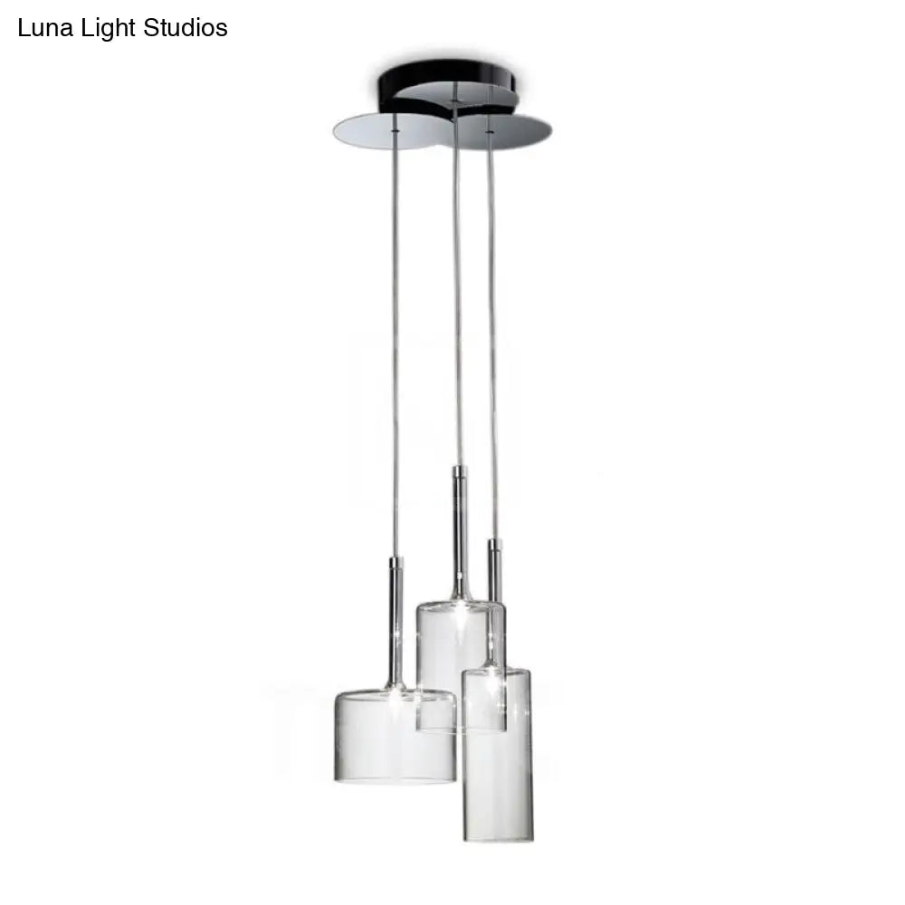 Ilaria - Modern 3/6/10 Lights Dining Room Cluster Lighting with Cylinder Clear Glass Shade Modern Chrome Led Hanging Lamp