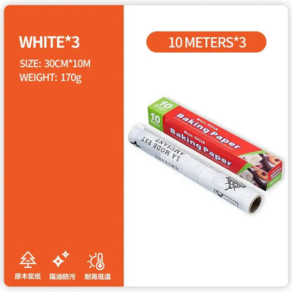 White grease-resistant baking paper roll 10 meters packaged in red and green box for kitchen food wrapping