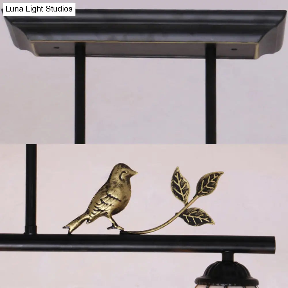 DecorBites™ Indoor Island Pendant Light - Tiffany Style Antique Brass/Black/Blue - Dome Stainless Glass Shade - Pack of 3 Bulbs