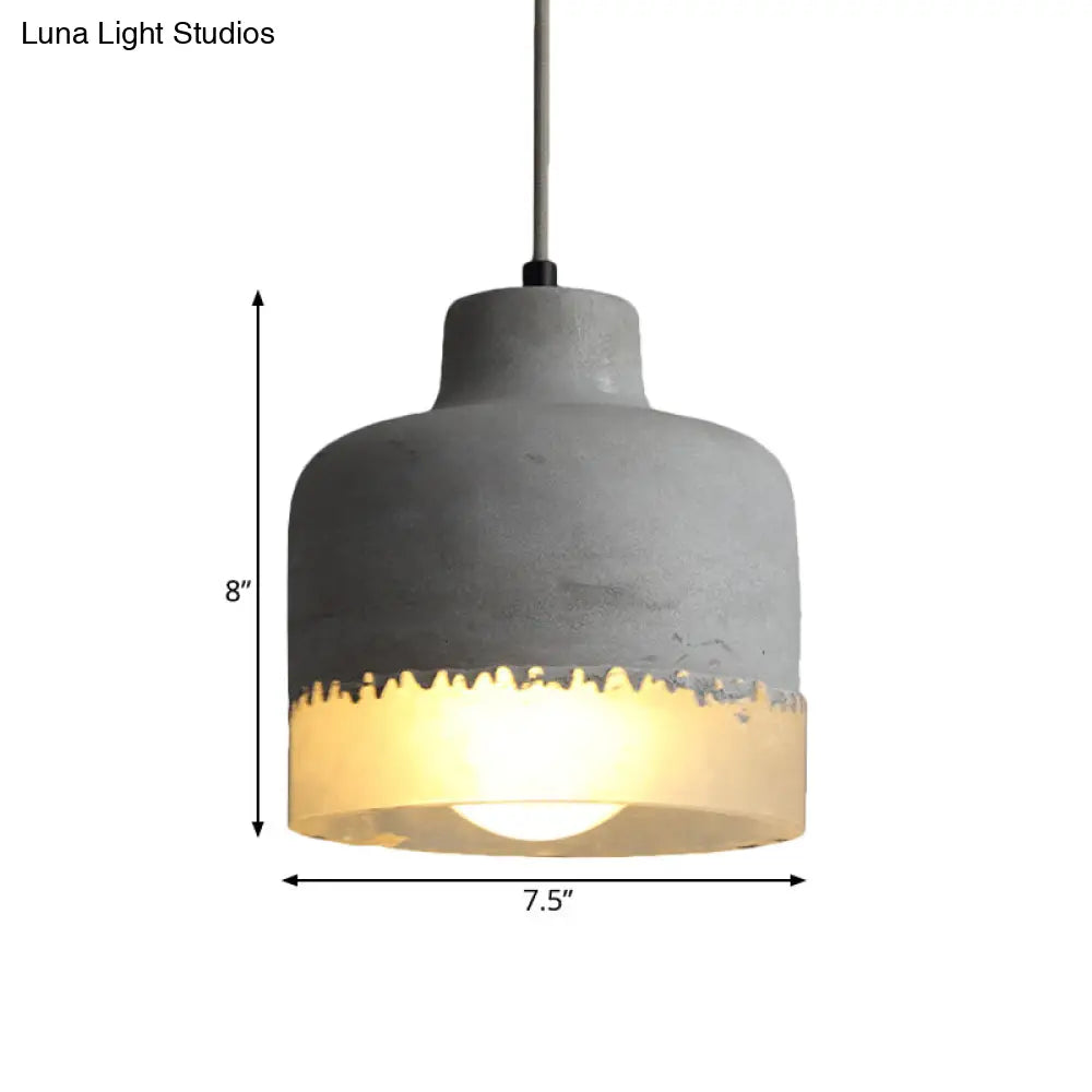 Industrial 1-Light Grey Cement Ceiling Pendant Lamp for Restaurants