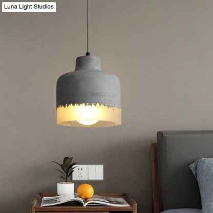 Industrial 1-Light Grey Cement Ceiling Pendant Lamp for Restaurants