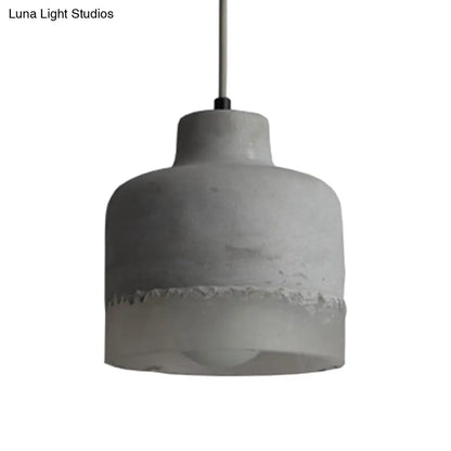 Industrial 1-Light Grey Cement Ceiling Pendant Lamp for Restaurants