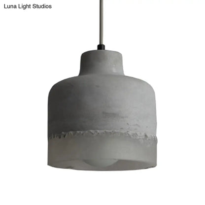 Industrial 1-Light Grey Cement Ceiling Pendant Lamp for Restaurants