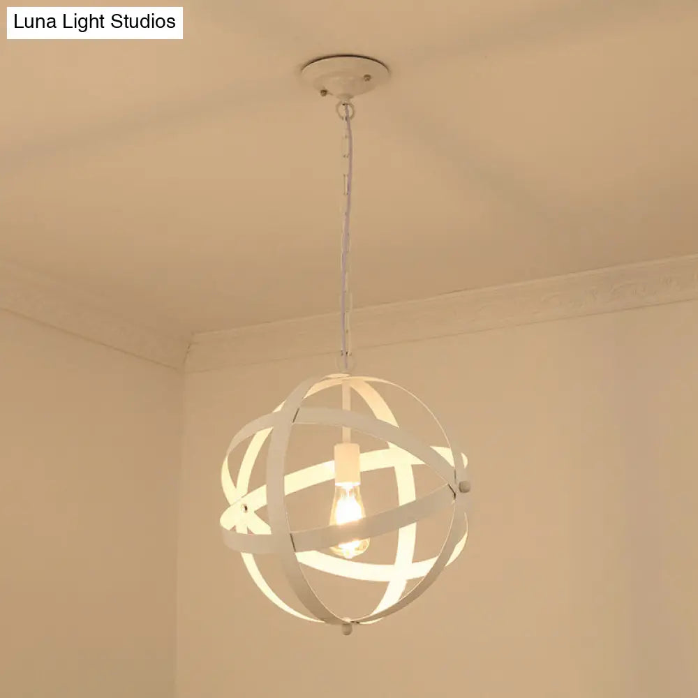 Industrial 1 Light Spherical Metal Pendant Lamp in Gold/Aged Silver - Ideal for Dining Tables & Living Rooms