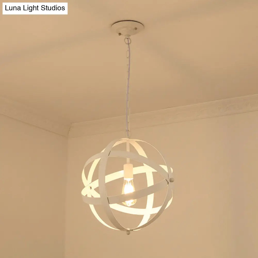 Industrial 1 Light Spherical Metal Pendant Lamp in Gold/Aged Silver - Ideal for Dining Tables & Living Rooms