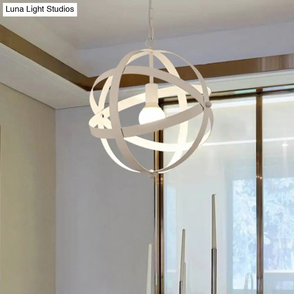 Industrial 1 Light Spherical Metal Pendant Lamp in Gold/Aged Silver - Ideal for Dining Tables & Living Rooms