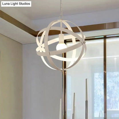 Industrial 1 Light Spherical Metal Pendant Lamp in Gold/Aged Silver - Ideal for Dining Tables & Living Rooms