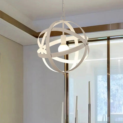 Industrial 1 Light Spherical Metal Pendant Lamp in Gold/Aged Silver - Ideal for Dining Tables & Living Rooms