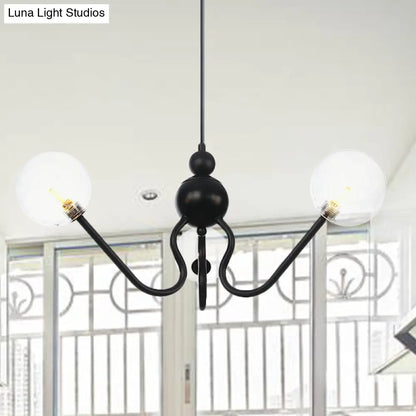 Industrial 3-Head Hanging Chandelier with Amber/Clear Glass Shades - Black/Chrome Finish, Orbit Ceiling Lighting
