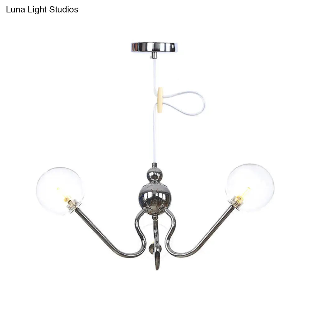Industrial 3-Head Hanging Chandelier with Amber/Clear Glass Shades - Black/Chrome Finish, Orbit Ceiling Lighting