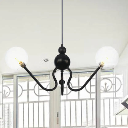 Industrial 3-Head Hanging Chandelier with Amber/Clear Glass Shades - Black/Chrome Finish, Orbit Ceiling Lighting