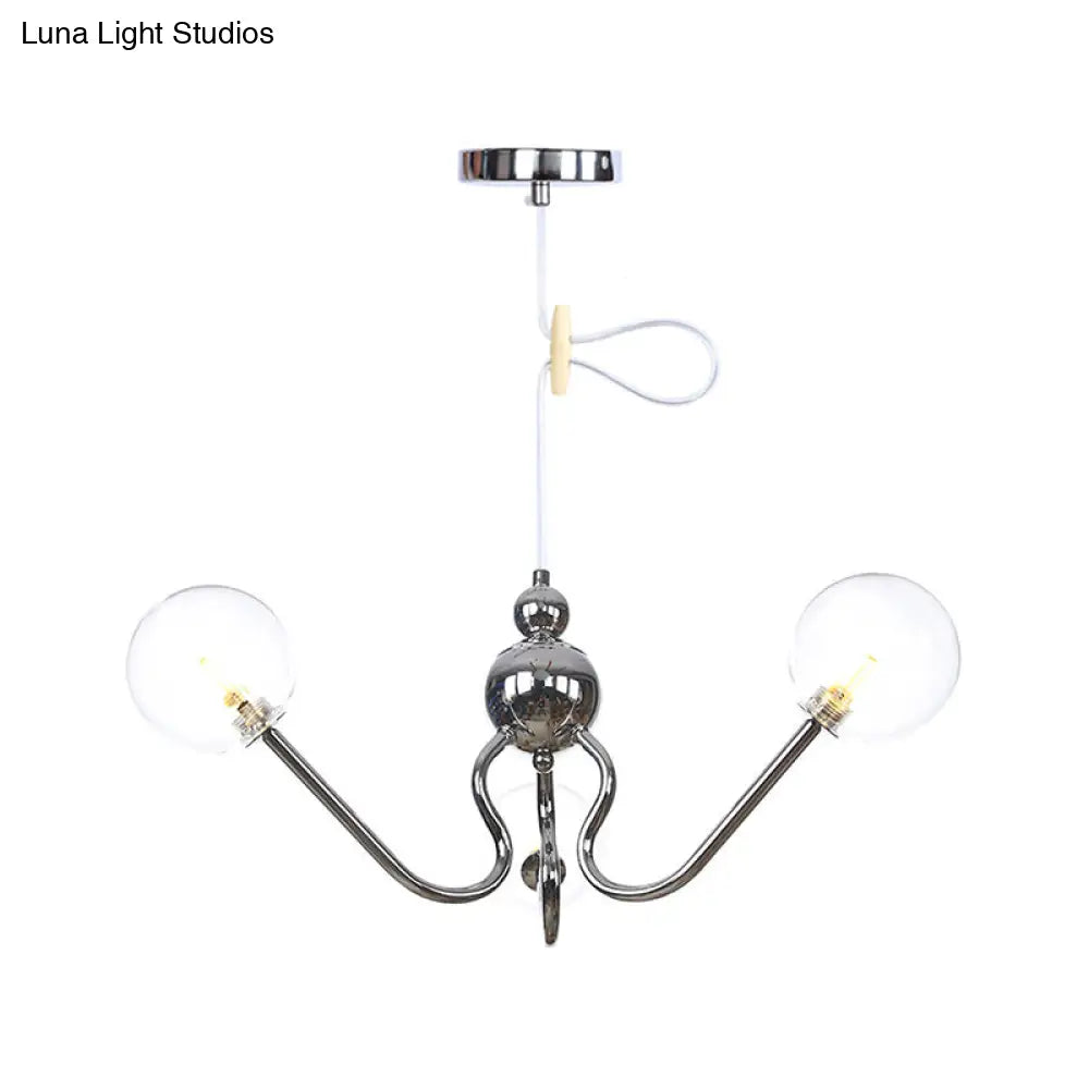 Industrial 3-Head Hanging Chandelier with Amber/Clear Glass Shades - Black/Chrome Finish, Orbit Ceiling Lighting