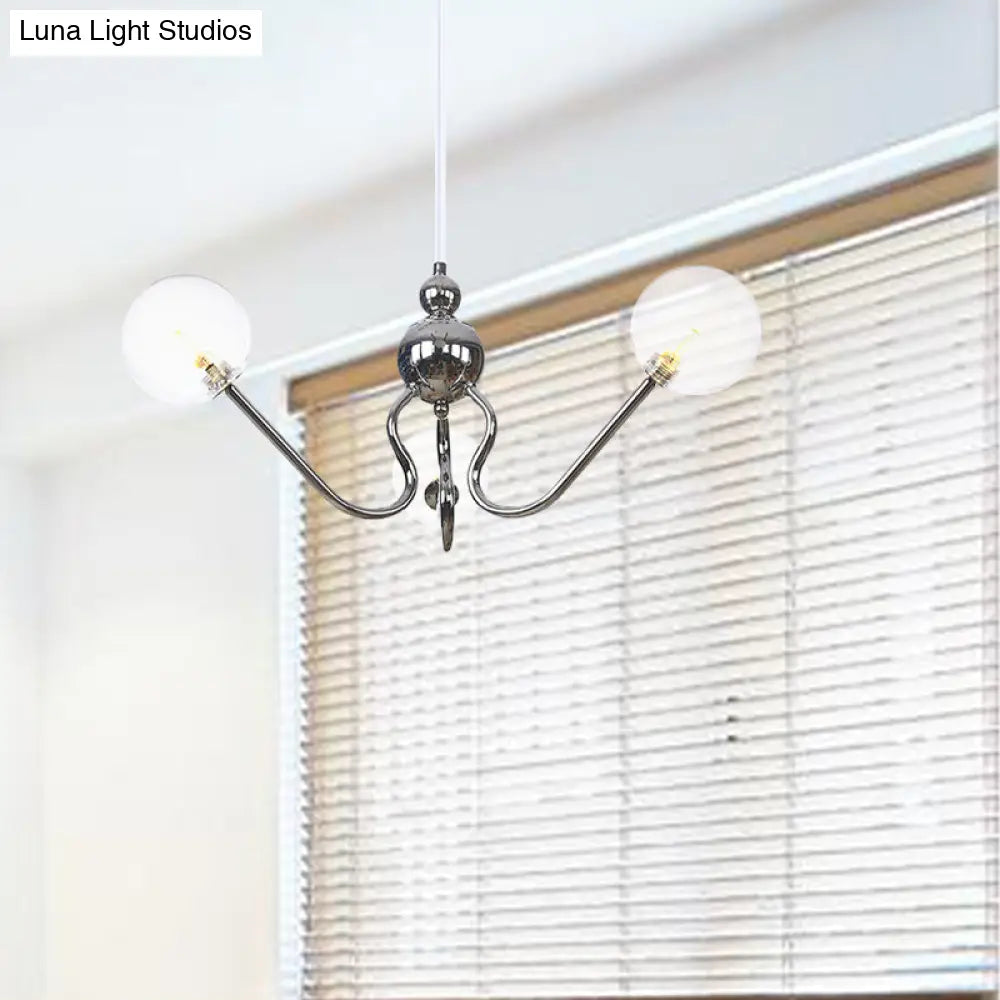 Industrial 3-Head Hanging Chandelier with Amber/Clear Glass Shades - Black/Chrome Finish, Orbit Ceiling Lighting