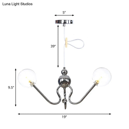 Industrial 3-Head Hanging Chandelier with Amber/Clear Glass Shades - Black/Chrome Finish, Orbit Ceiling Lighting