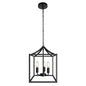 Industrial 3-Light Chandelier with Black/Gold Iron Cage Pendant for Kitchen Ceiling