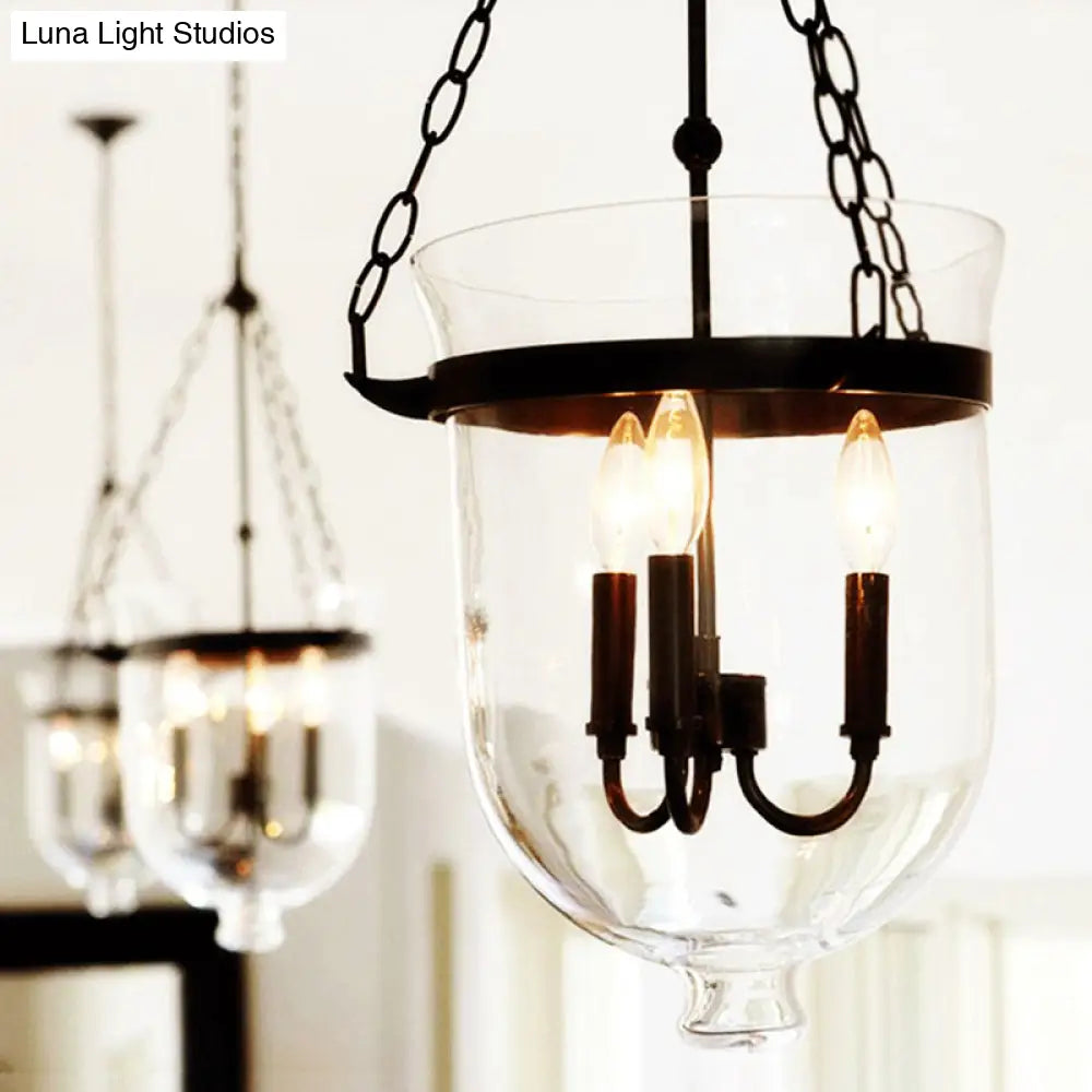 Industrial 3-Light Pendant Lamp with Adjustable Chain for Dining Room