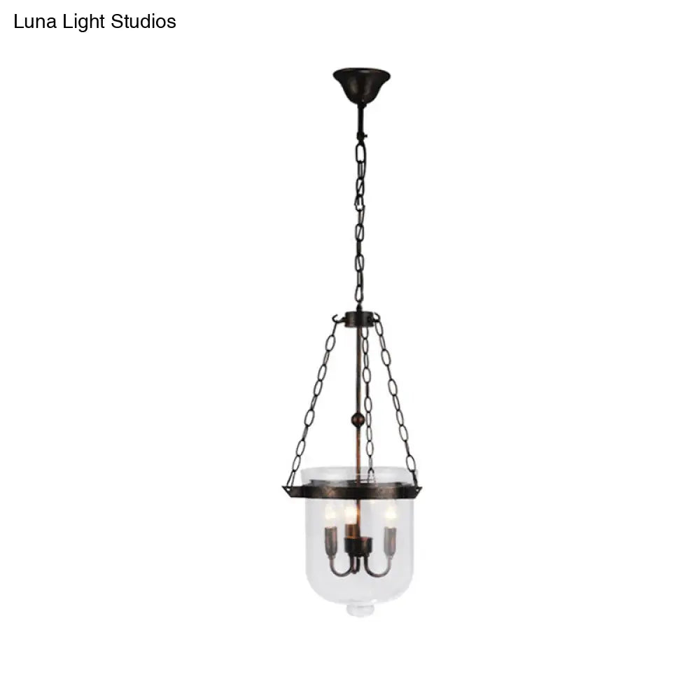 Industrial 3-Light Pendant Lamp with Adjustable Chain for Dining Room