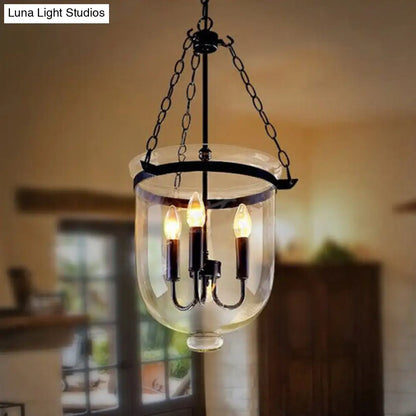 Industrial 3-Light Pendant Lamp with Adjustable Chain for Dining Room