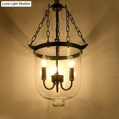 Industrial 3-Light Pendant Lamp with Adjustable Chain for Dining Room