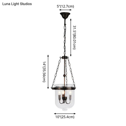 Industrial 3-Light Pendant Lamp with Adjustable Chain for Dining Room