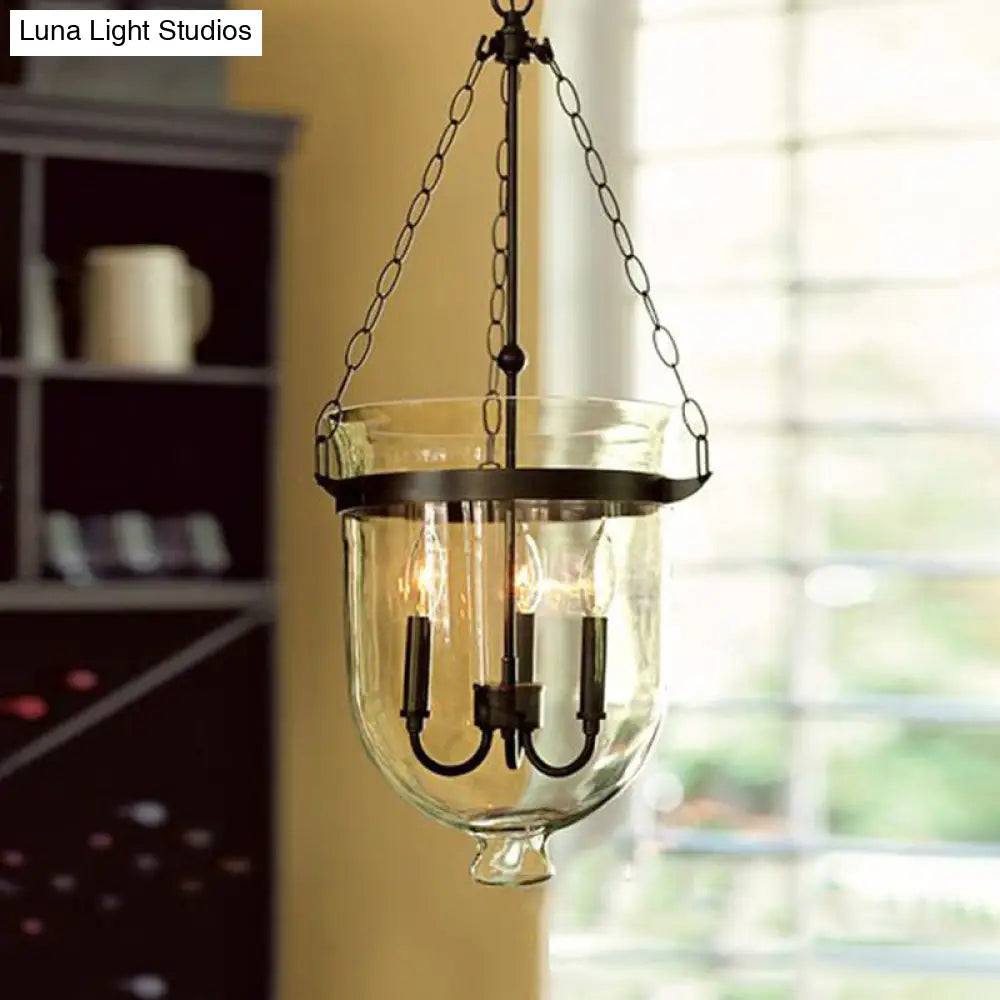 Industrial 3-Light Pendant Lamp with Adjustable Chain for Dining Room