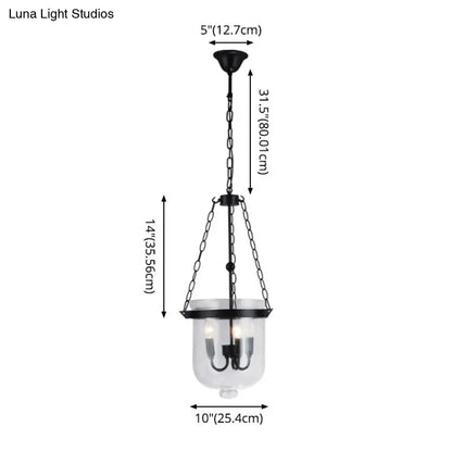 Industrial 3-Light Pendant Lamp with Adjustable Chain for Dining Room