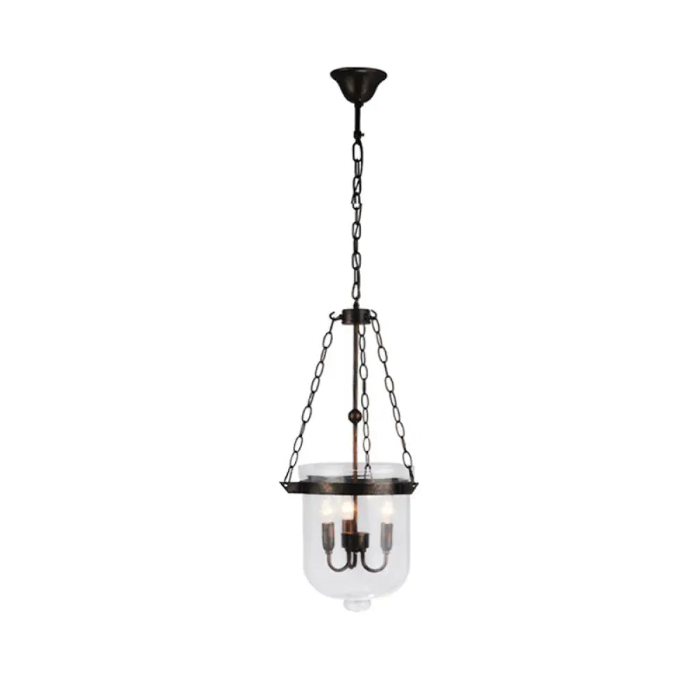 Industrial 3-Light Pendant Lamp with Adjustable Chain for Dining Room