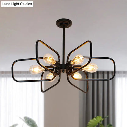 Industrial 6-Light Metallic Chandelier Pendant Lamp in Black