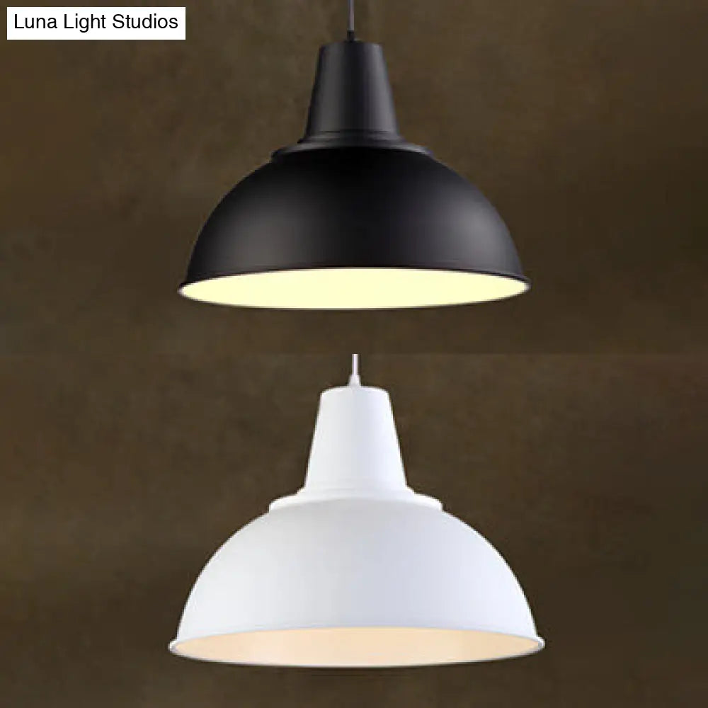 Industrial Aluminum Ceiling Pendant Light in Black/White for Living Room