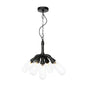 Industrial Amber/Clear Glass Hanging Chandelier with LED Lights for Dining Room - 2/3/4 Heads in Black Finish