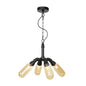 Industrial Amber/Clear Glass Hanging Chandelier with LED Lights for Dining Room - 2/3/4 Heads in Black Finish