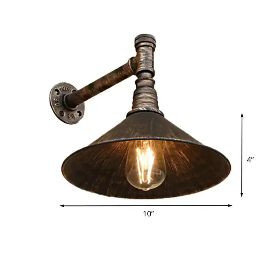 Decorbites™ farmhouse style antique brass wall sconce with dark weathered metal finish and exposed edison bulb