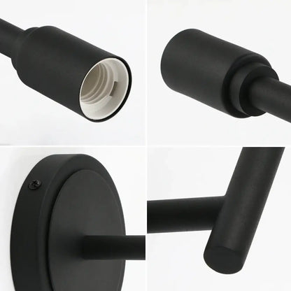 Black matte industrial antique metal wall lamp with cylindrical glass sconce for bedroom decorbites industrial antique design