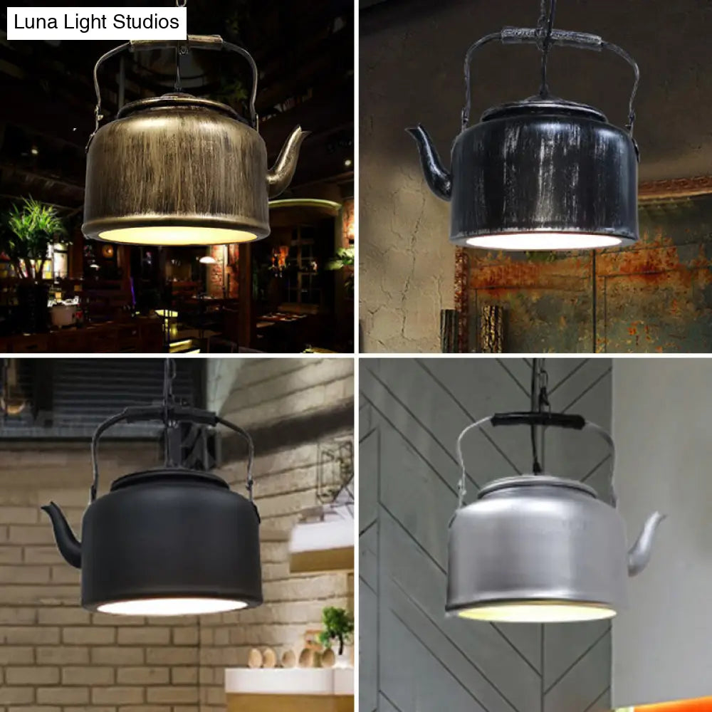 Industrial Art Deco Kettle Pendant Light Fixture - Metal Hanging Lamp