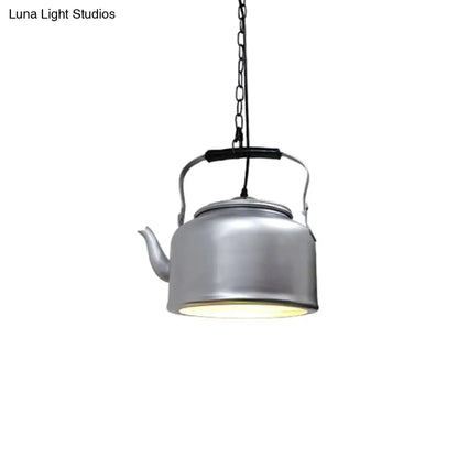 Industrial Art Deco Kettle Pendant Light Fixture - Metal Hanging Lamp