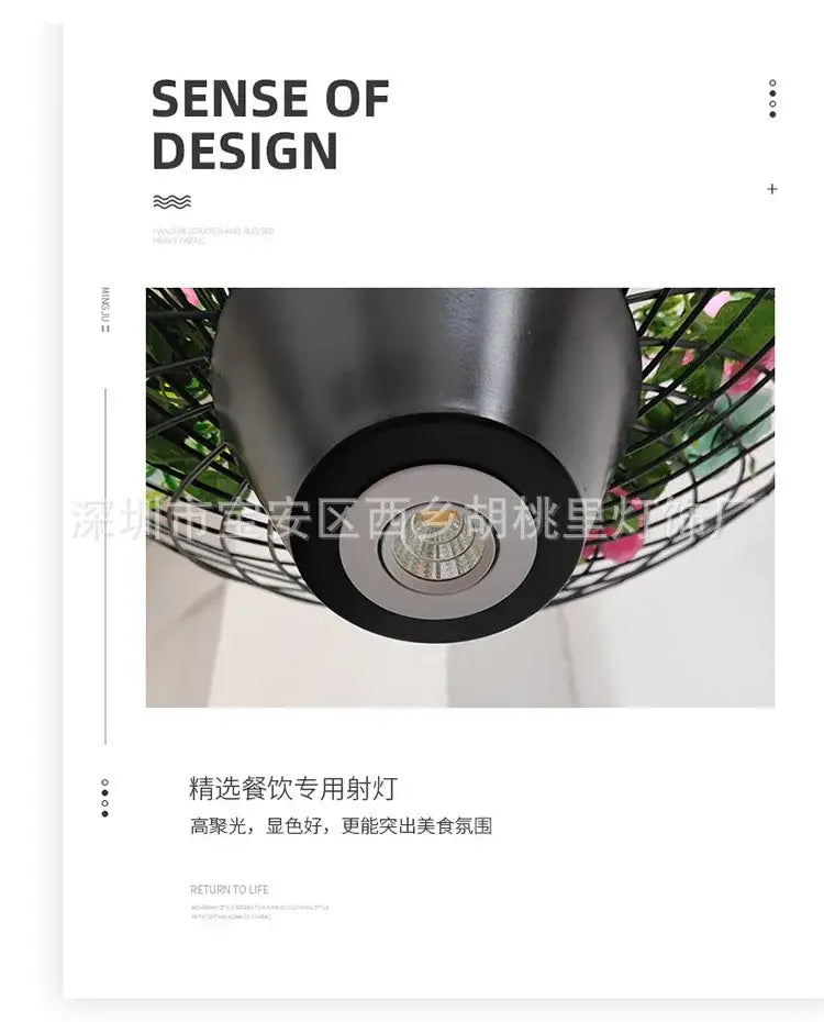 A sleek black and silver circular led spotlight pendant light for decorbites industrial barbecue restaurant use