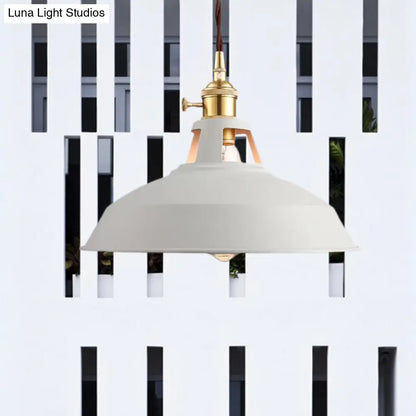 Industrial Barn Pendant Lamp - Stylish Black/White Metallic Ceiling Light for Kitchen with Hanging Cord