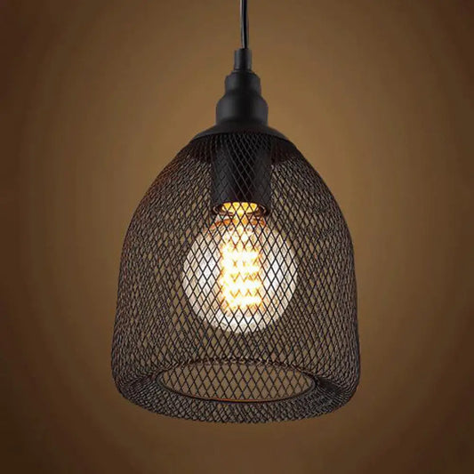 Industrial Bell Metal Pendant Light in Black/White/Copper - Perfect for Dining Room, Hanging Ceiling Fixture