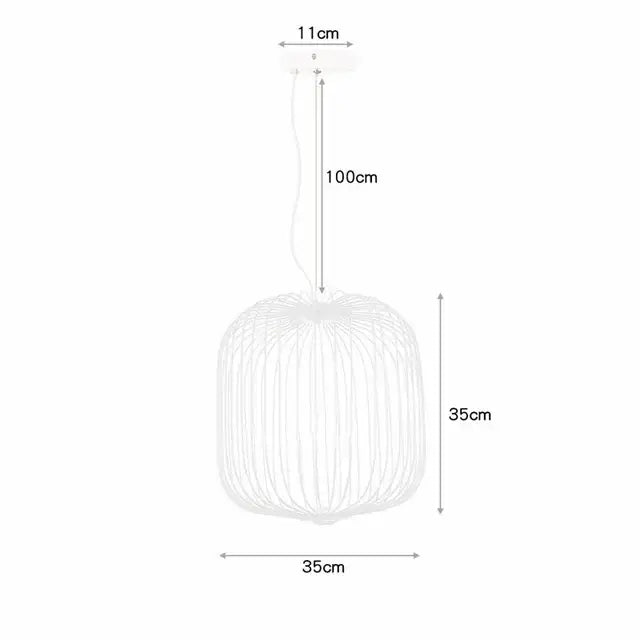 White wireframe pendant lamp with cylindrical birdcage iron design for decorbites industrial birdcage table lamp