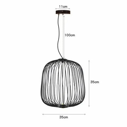 Black wireframe decorbites industrial birdcage iron pendant light with spherical cage design and 100cm hanging length