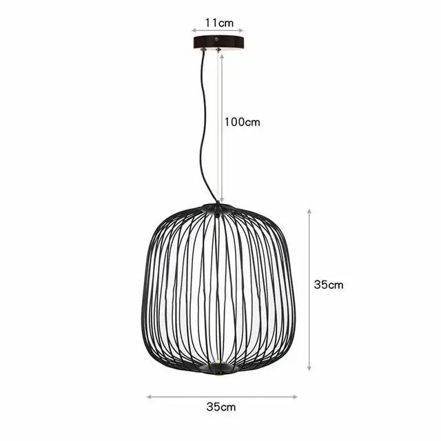 Black wireframe decorbites industrial birdcage iron pendant light with spherical cage design and 100cm hanging length