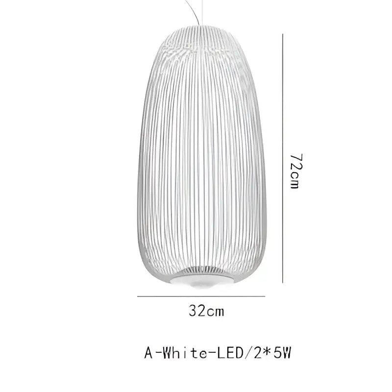 A sleek white industrial birdcage iron table lamp with woven wireframe design and two 5w led bulbs for dining room decor
