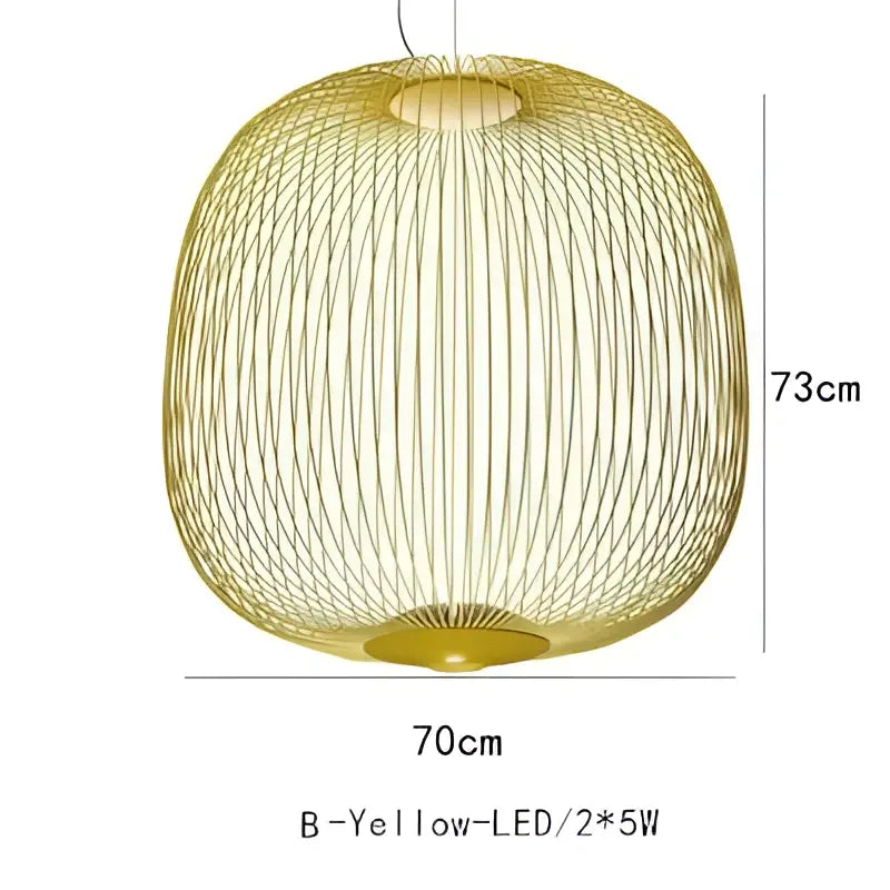 Golden wireframe industrial birdcage iron pendant light with spherical woven design and led lighting for dining room decorbites industrial birdcage