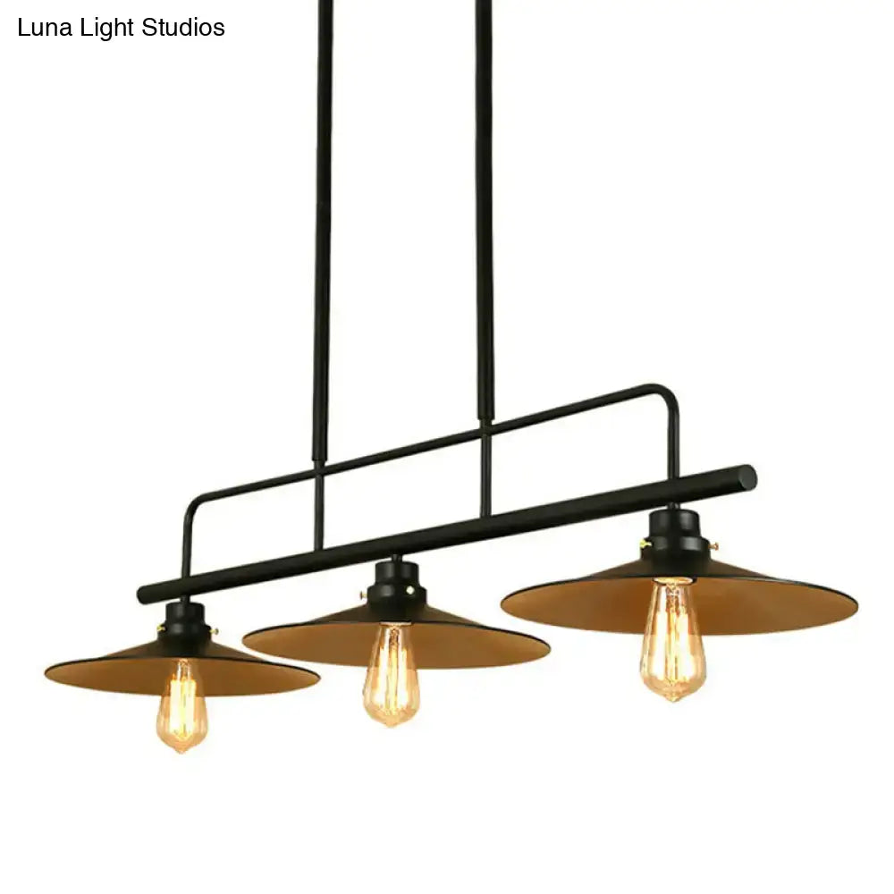 Decorbites industrial style black metal cone pendant chandelier with gold shades and exposed bulbs for island lighting fixture 220v-240v