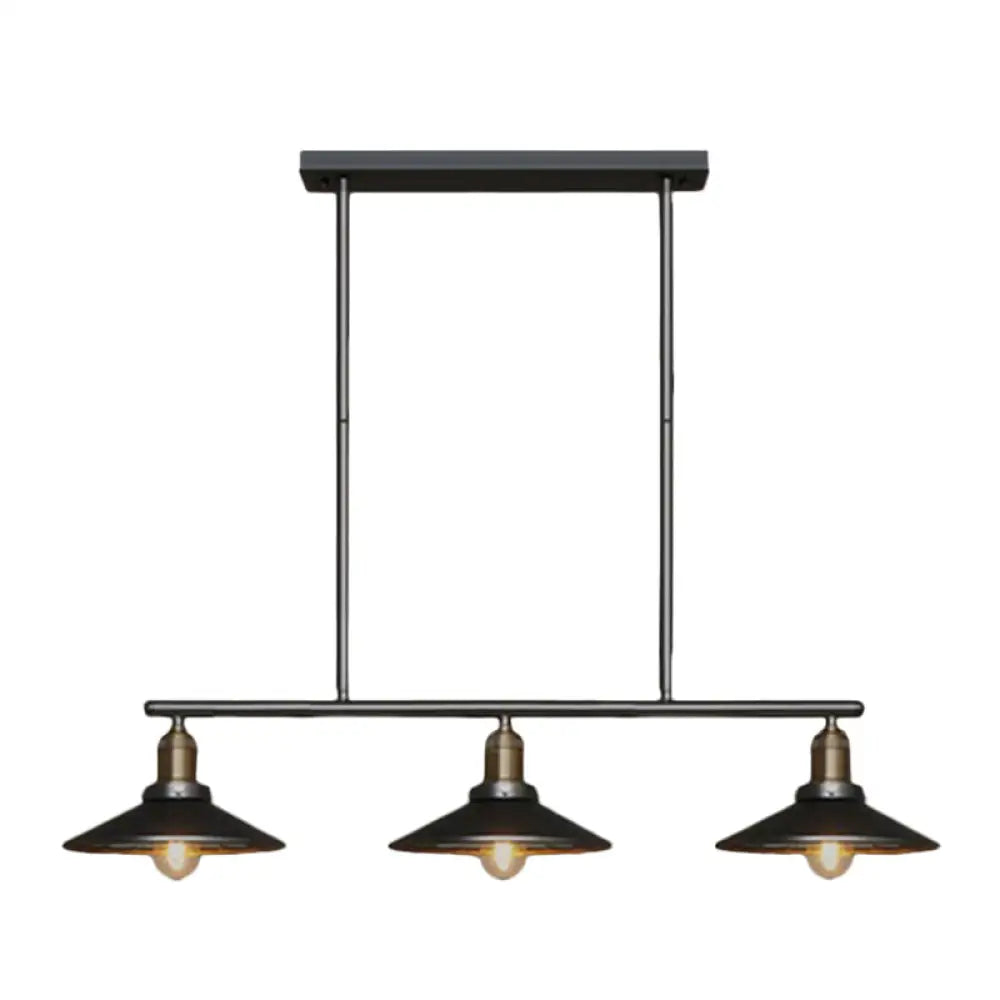 DecorBites™ Industrial Black 3-Light Metal Island Pendant with Cone Shade - Perfect for Restaurant Lighting