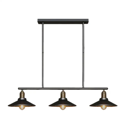 DecorBites™ Industrial Black 3-Light Metal Island Pendant with Cone Shade - Perfect for Restaurant Lighting