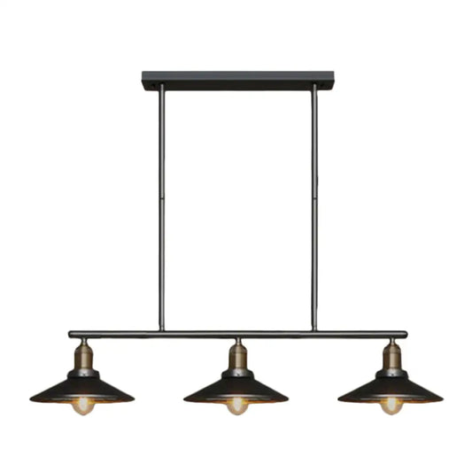 DecorBites™ Industrial Black 3-Light Metal Island Pendant with Cone Shade - Perfect for Restaurant Lighting
