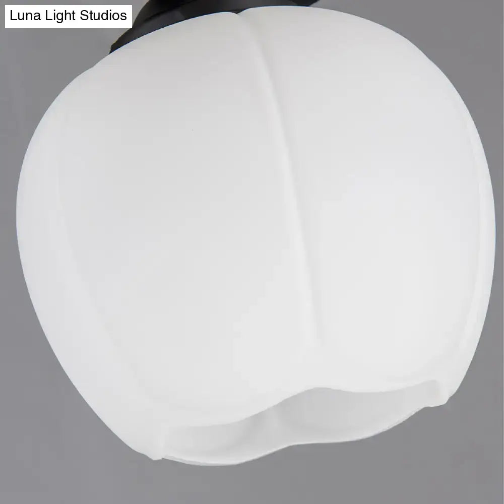 Decorbites industrial pendant lighting with white frosted opal glass globe shade in black for dining rooms