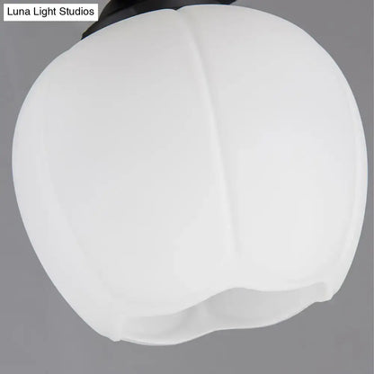 Decorbites industrial pendant lighting with white frosted opal glass globe shade in black for dining rooms